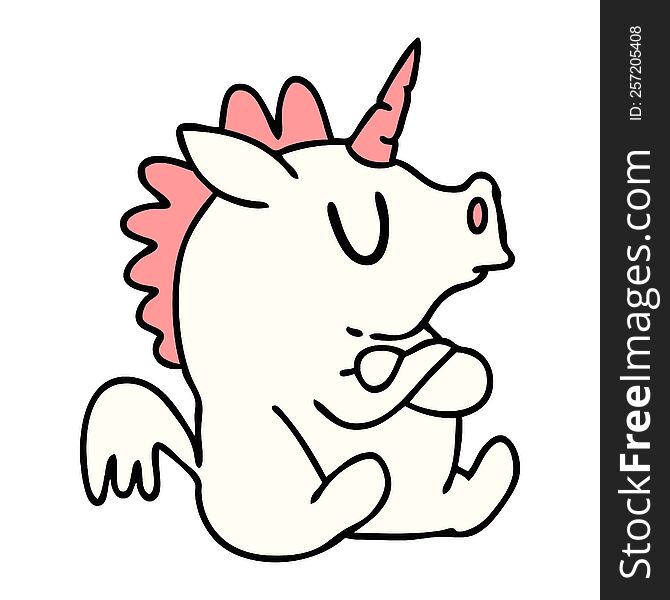 cartoon of a stubborn little unicorn with crossed arms