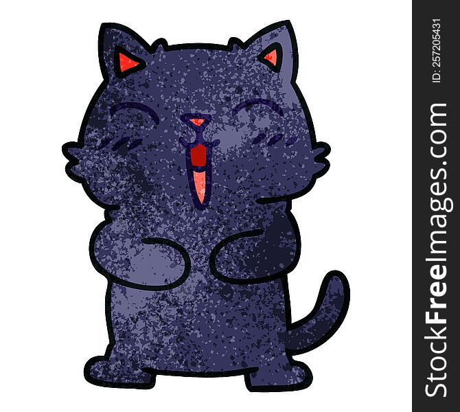 Quirky Hand Drawn Cartoon Black Cat