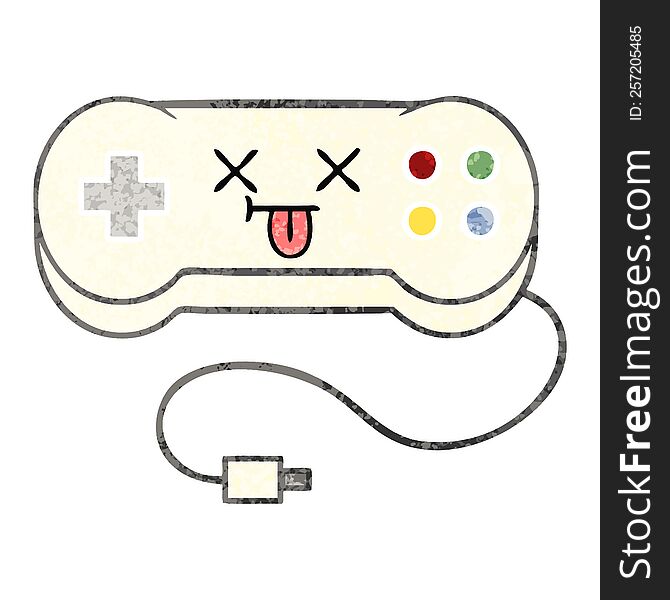 Retro Illustration Style Cartoon Game Controller