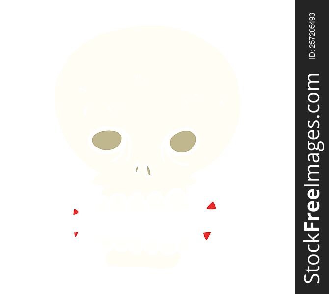 Flat Color Illustration Of A Cartoon Scary Skull