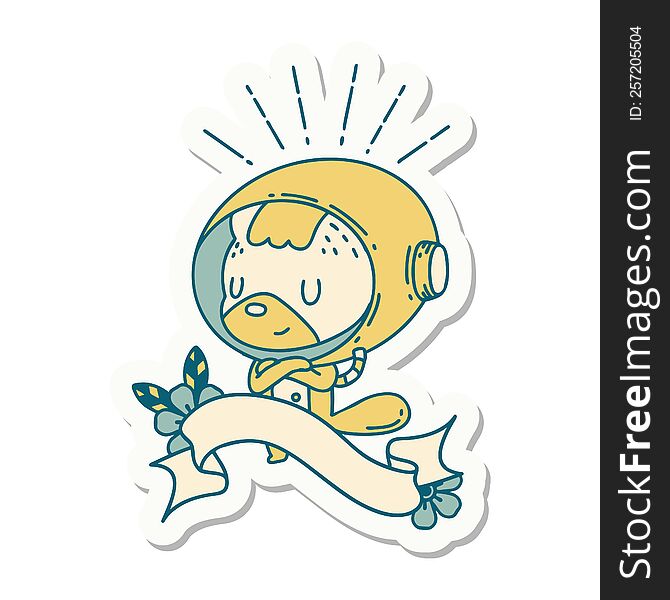 Sticker Of Tattoo Style Animal In Astronaut Suit