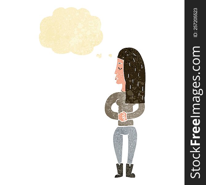 Cartoon Woman Ignoring With Thought Bubble