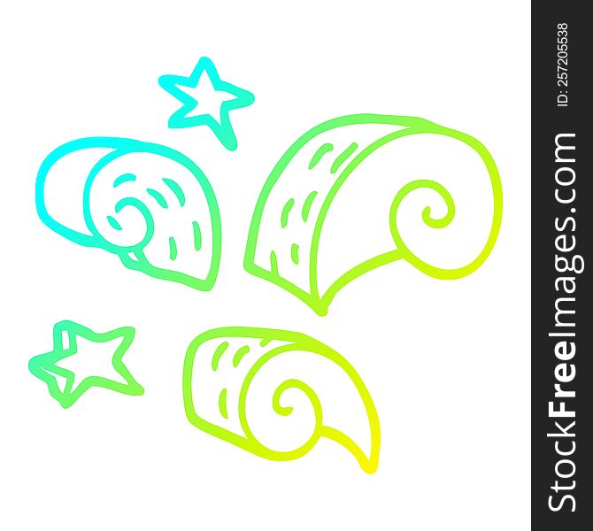 Cold Gradient Line Drawing Cartoon Decorative Spiral Element