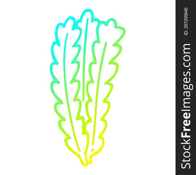 Cold Gradient Line Drawing Cartoon Green Leaves