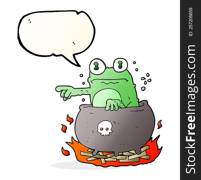 Speech Bubble Cartoon Halloween Toad In Cauldron