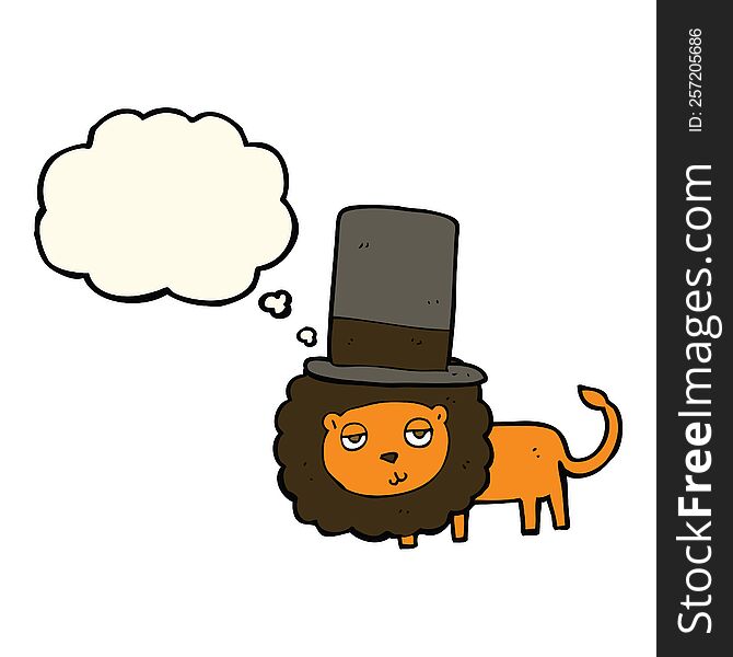 Cartoon Lion In Top Hat With Thought Bubble