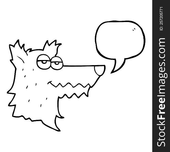 freehand drawn speech bubble cartoon wolf head