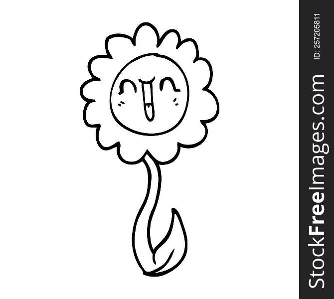 line drawing cartoon happy flower