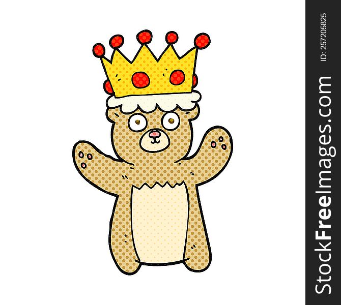 freehand drawn cartoon teddy bear wearing crown