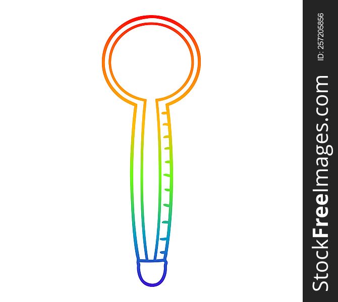rainbow gradient line drawing of a cartoon thermometer