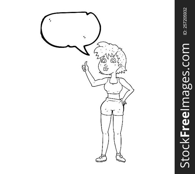 Speech Bubble Cartoon Happy Gym Woman
