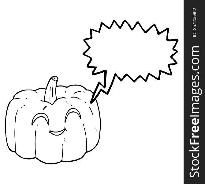 freehand drawn speech bubble cartoon halloween pumpkin