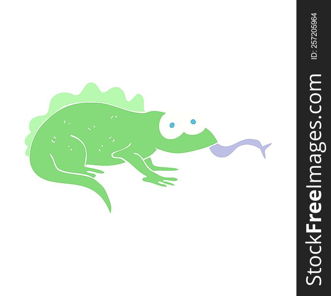 Flat Color Illustration Of A Cartoon Lizard