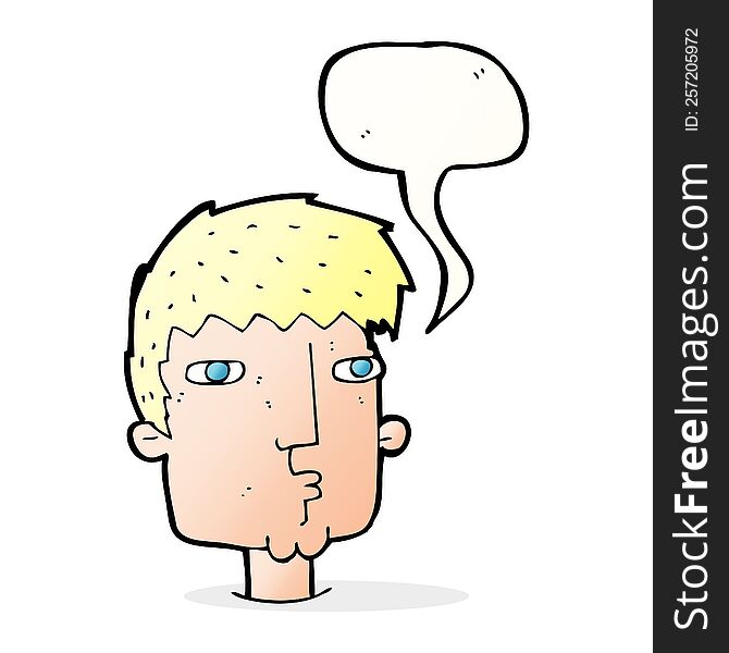 cartoon curious man with speech bubble