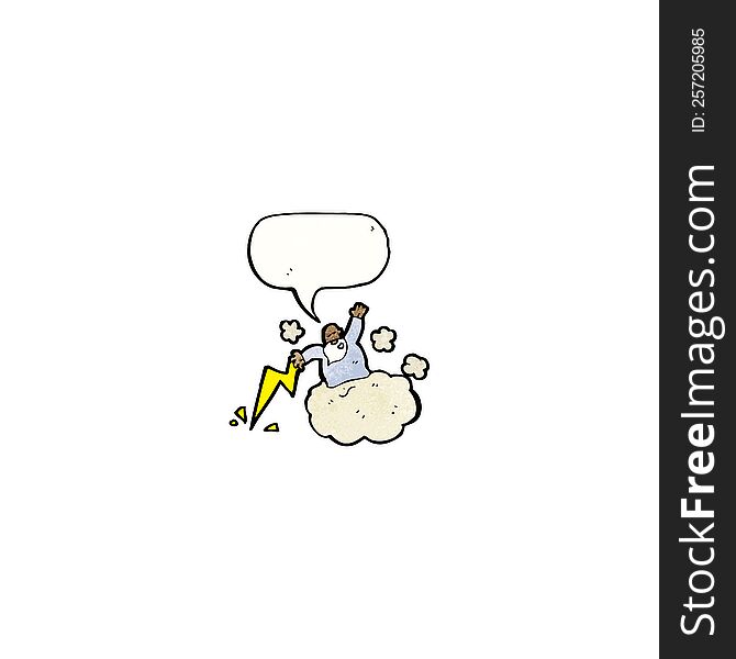Cartoon God On Cloud With Speech Bubble
