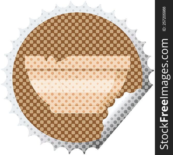 cracked bowl graphic vector illustration round sticker stamp. cracked bowl graphic vector illustration round sticker stamp