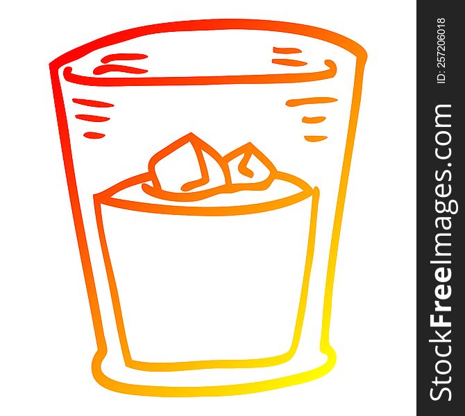 warm gradient line drawing of a cartoon whisky glass
