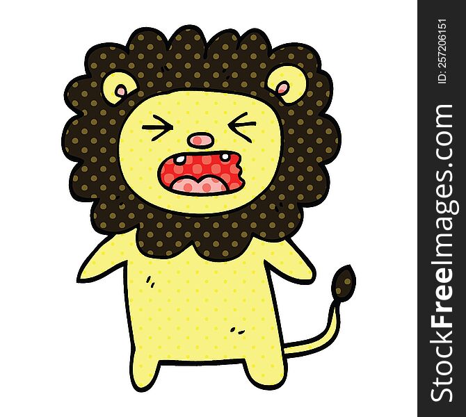 comic book style cartoon roaring lion