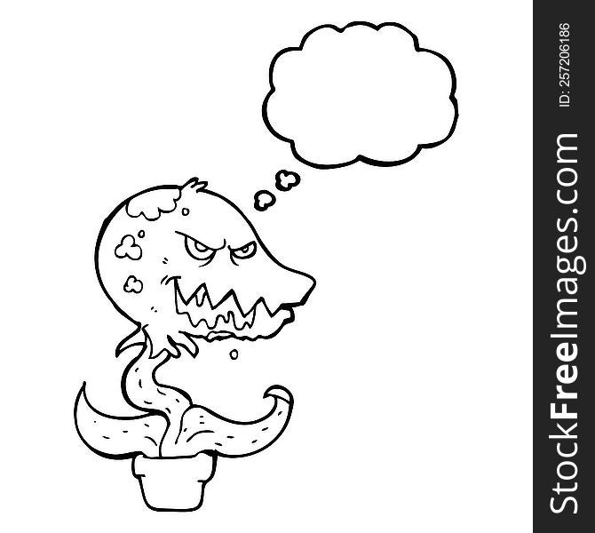 thought bubble cartoon monster plant