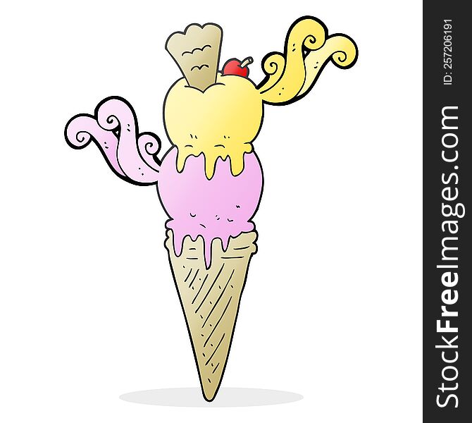 freehand drawn cartoon ice cream cone