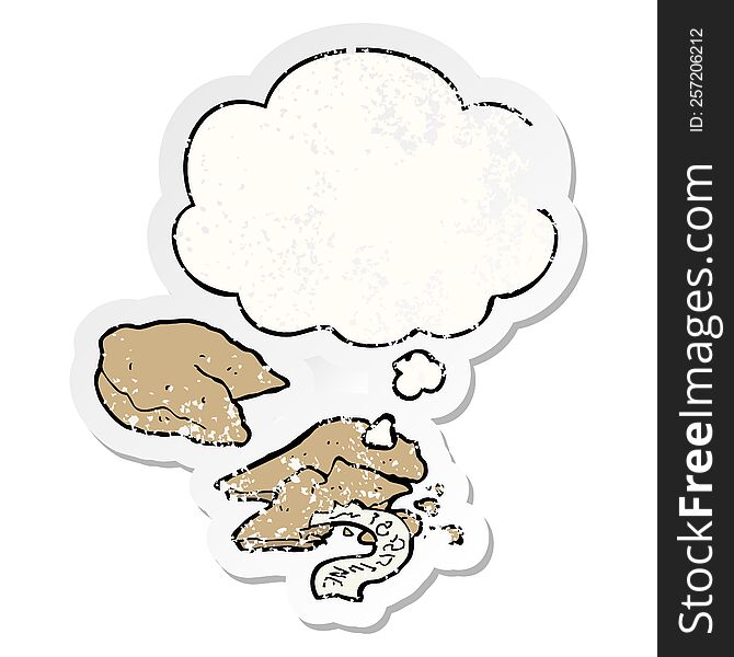 Cartoon Fortune Cookies And Thought Bubble As A Distressed Worn Sticker