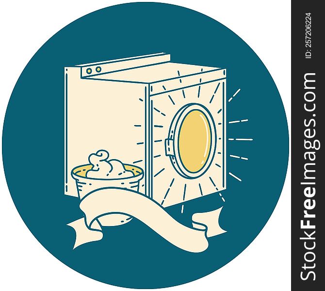 Icon Of Tattoo Style Washing Machine