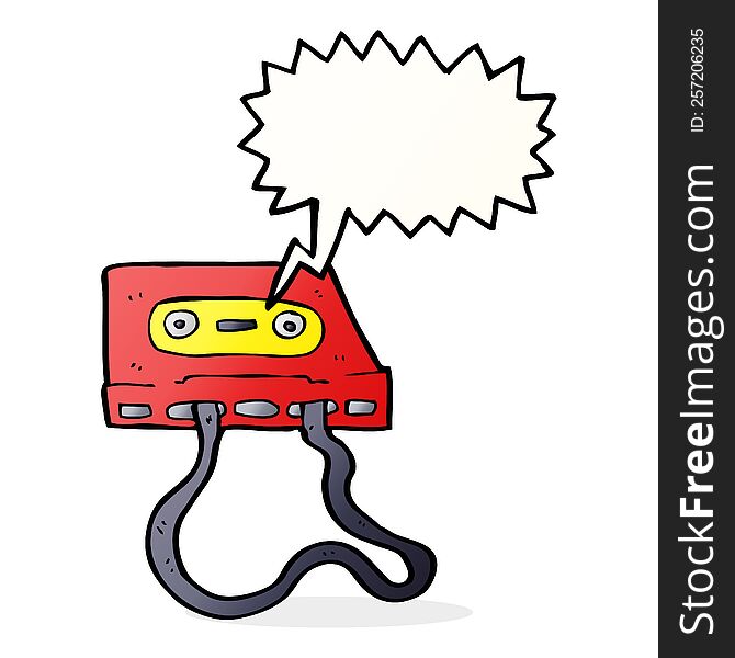 cartoon cassette tape with speech bubble