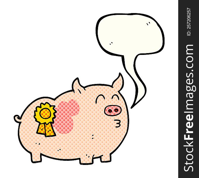 Comic Book Speech Bubble Cartoon Prize Winning Pig