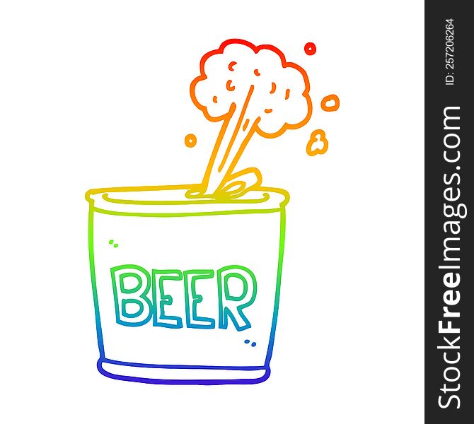 rainbow gradient line drawing of a cartoon beer can