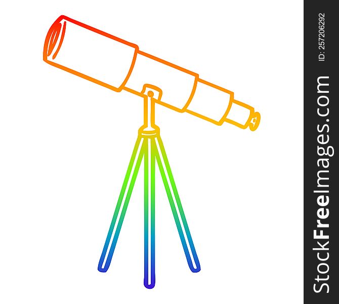 Rainbow Gradient Line Drawing Cartoon Telescope
