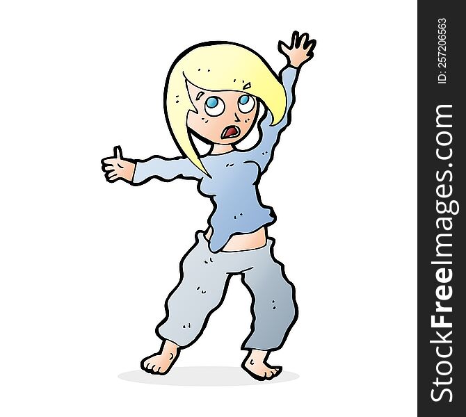 Cartoon Frightened Woman