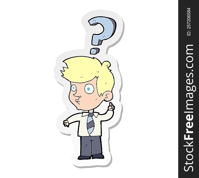 Sticker Of A Cartoon Man Asking Question