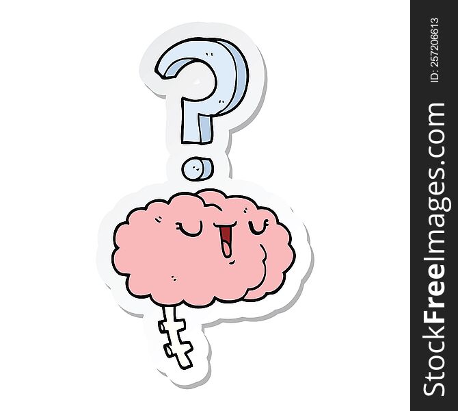 Sticker Of A Cartoon Curious Brain