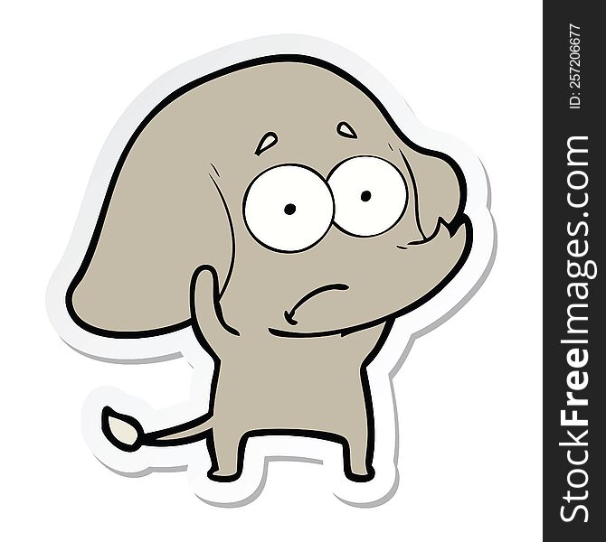 sticker of a cartoon unsure elephant