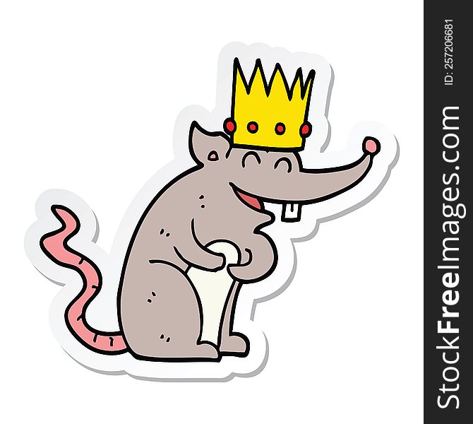 sticker of a cartoon rat king laughing