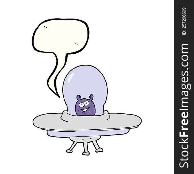 Speech Bubble Cartoon Spaceship