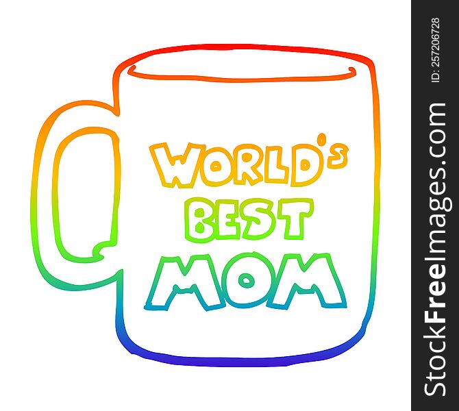 rainbow gradient line drawing of a worlds best mom mug