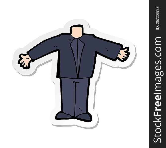 sticker of a cartoon body in suit