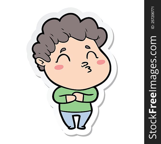 sticker of a cartoon man pouting