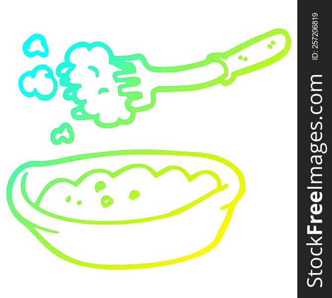 cold gradient line drawing of a cartoon bowl of food