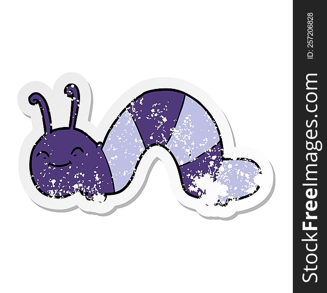 Distressed Sticker Of A Cartoon Happy Bug