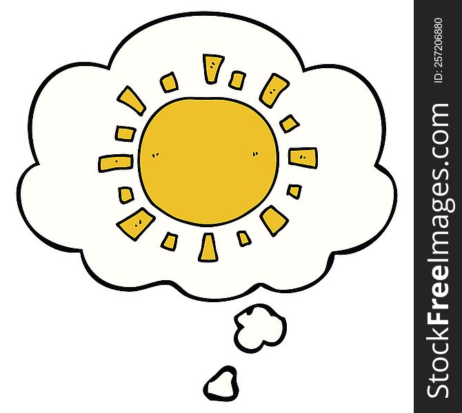 cartoon sun with thought bubble. cartoon sun with thought bubble