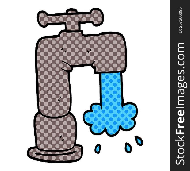 Cartoon Doodle Running Faucet