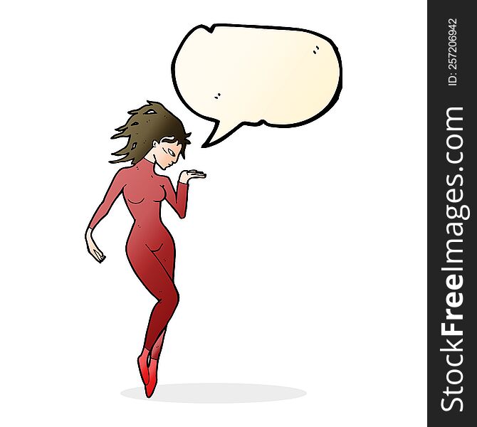 cartoon future space woman with speech bubble