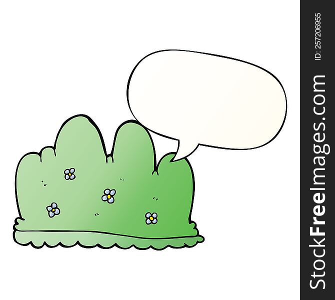 cartoon hedge with speech bubble in smooth gradient style