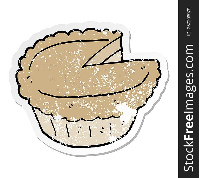 Distressed Sticker Of A Cartoon Pie
