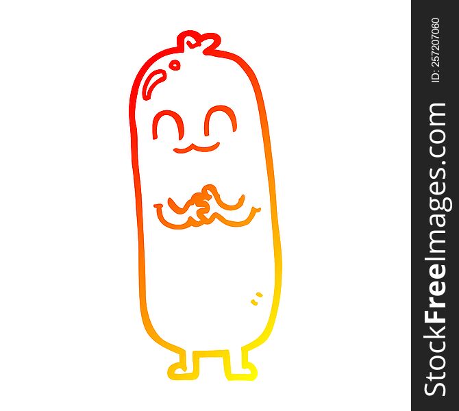 warm gradient line drawing of a cartoon sausage