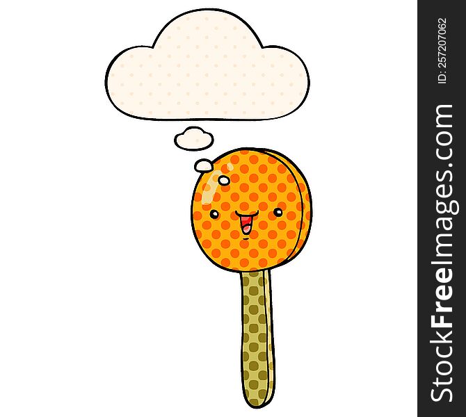 Cartoon Lollipop And Thought Bubble In Comic Book Style