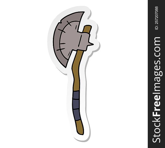 Sticker Cartoon Doodle Of A Medievil Axe