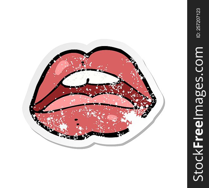 Retro Distressed Sticker Of A Open Mouth Cartoon Symbol